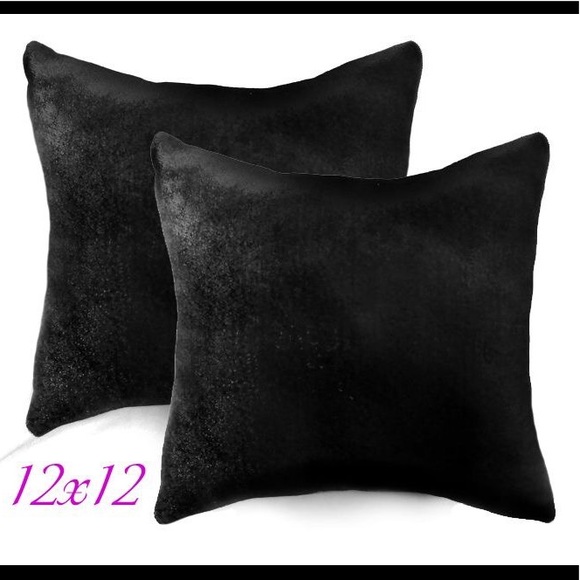 Pair of Black Velvet Pillows 12x12" New - Picture 1 of 1